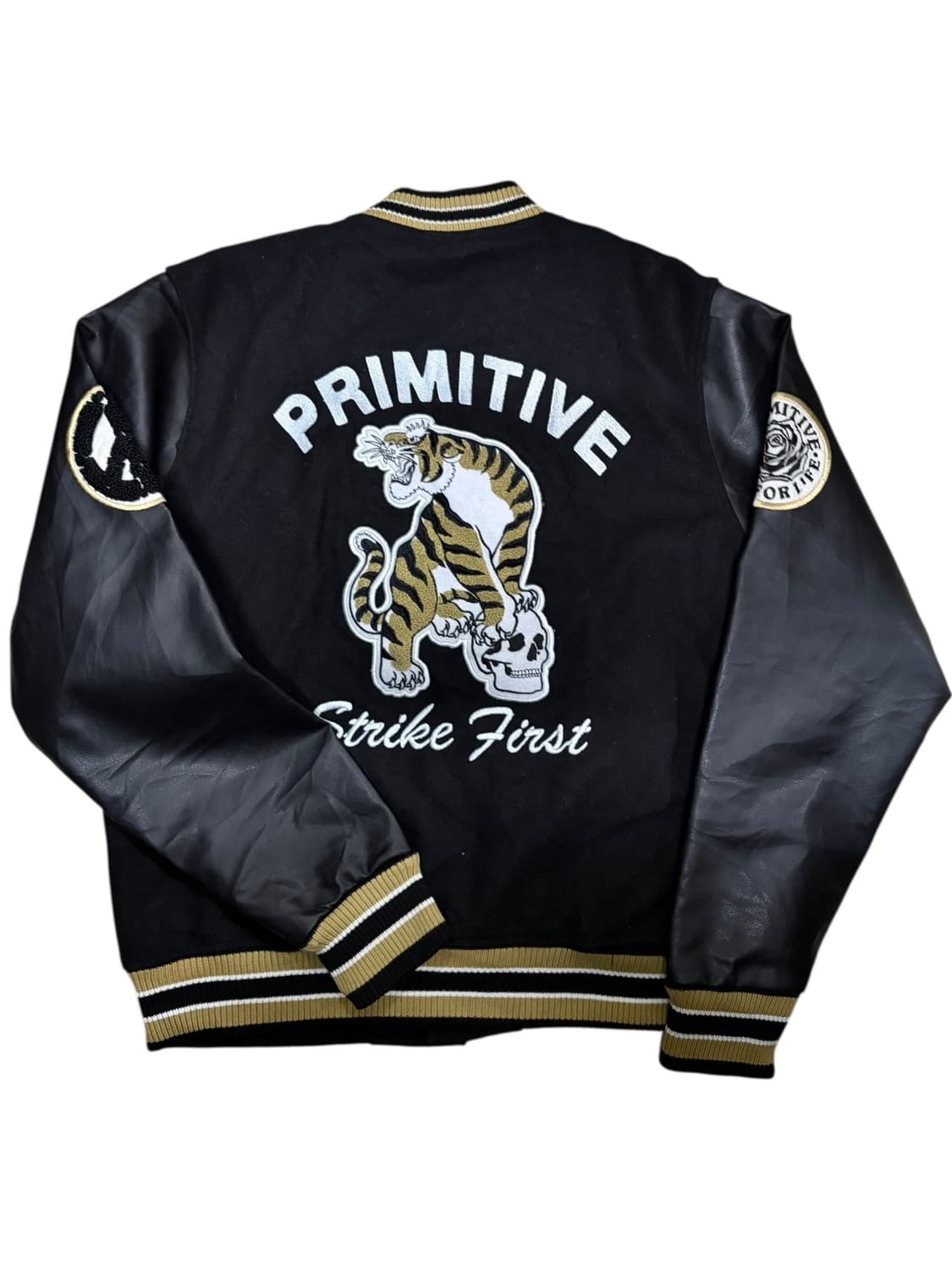 90s 빈티지 스컬&타이거 패치 리얼레더 바시티 상품이미지1