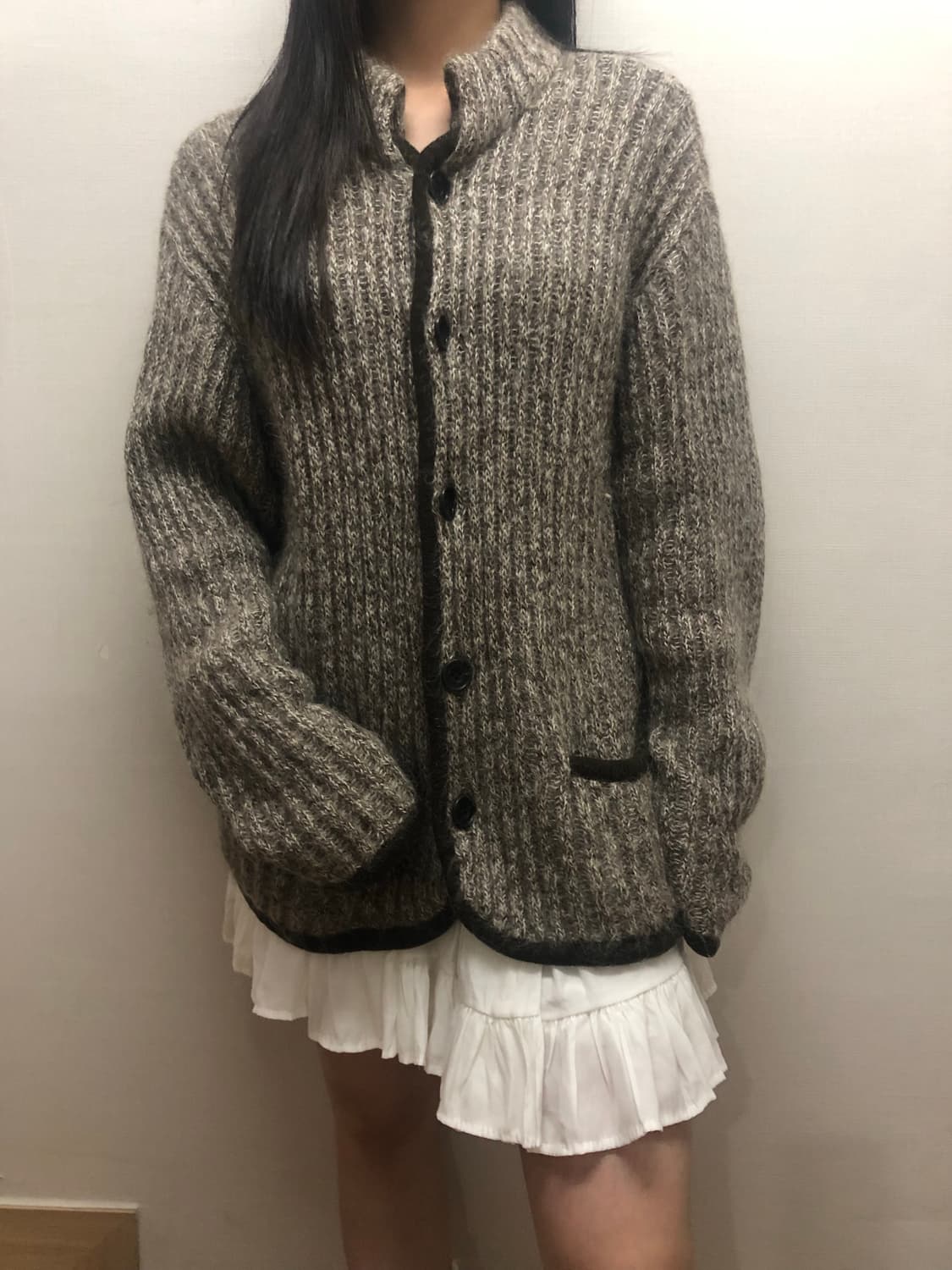 빈티지 그레이 울 니트집업 상품이미지9