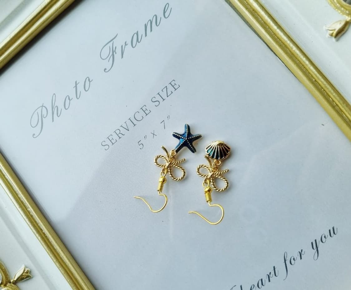 핸드메이드 새상품)조개 불가사리 귀걸이 상품이미지2