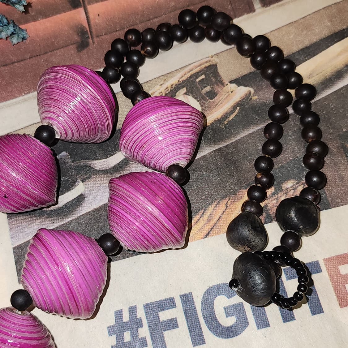 90s 프랑스 빈티지 목걸이 보헤미안 스타일 청키 쉘 비즈 목걸이 상품이미지6