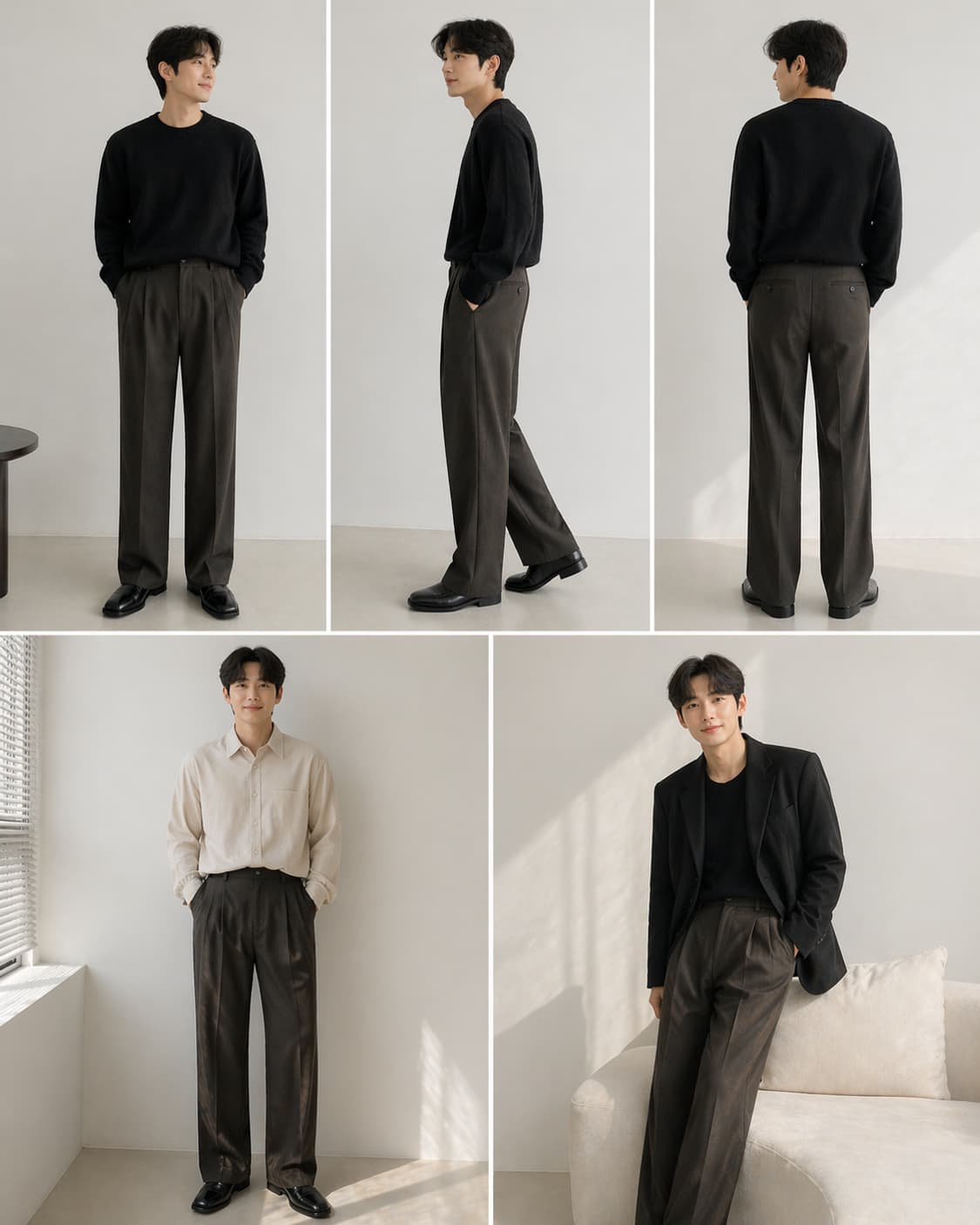 무신사 스탠다드 와이드 핀턱 차콜브라운(카키)슬랙스 (새상품급 31) 상품이미지2