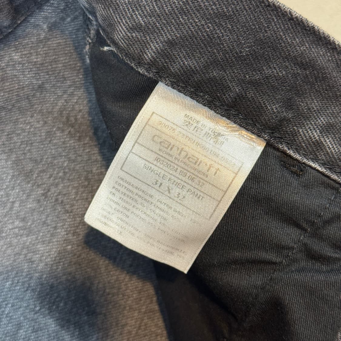 34inch) 칼하트 WIP 싱글니 블랙 카펜터 덕 캔버스 워크팬츠 상품이미지7