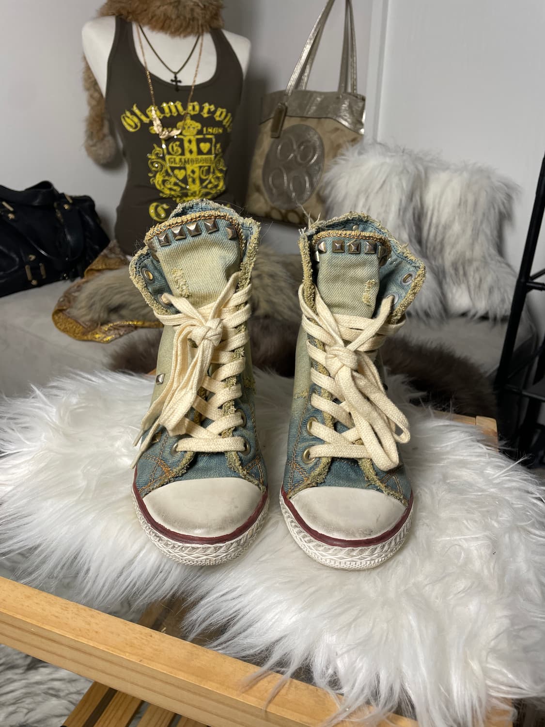 ASH 데님 스터드 힐 스니커즈 상품이미지3