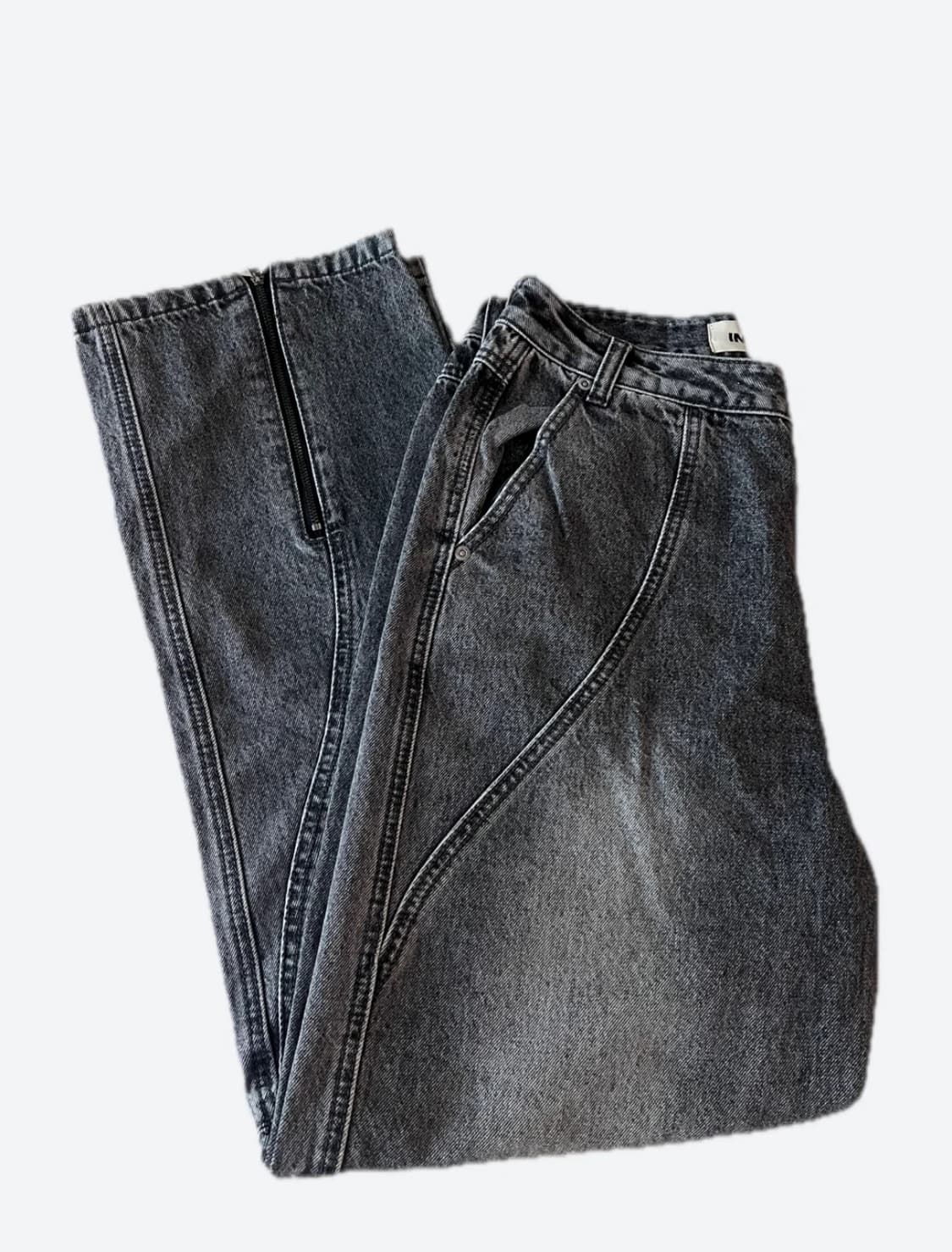 인사일런스 우먼 커브드 지퍼 데님팬츠 블랙컬러  상품이미지4