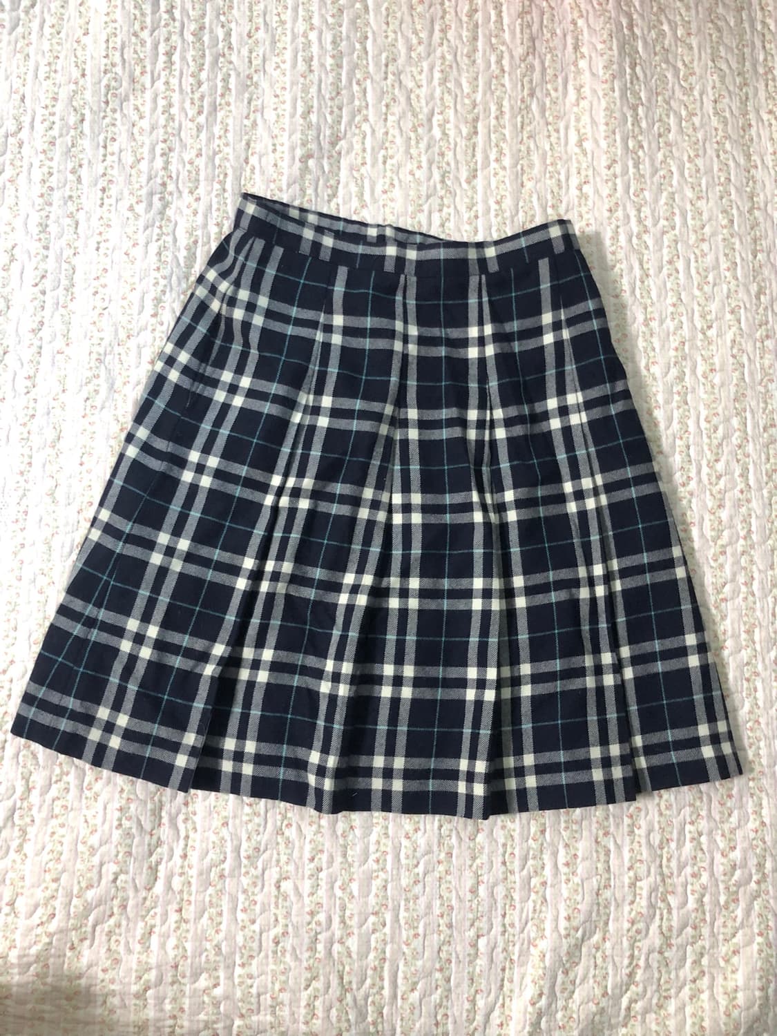 Blue check pleats skirt 상품이미지1