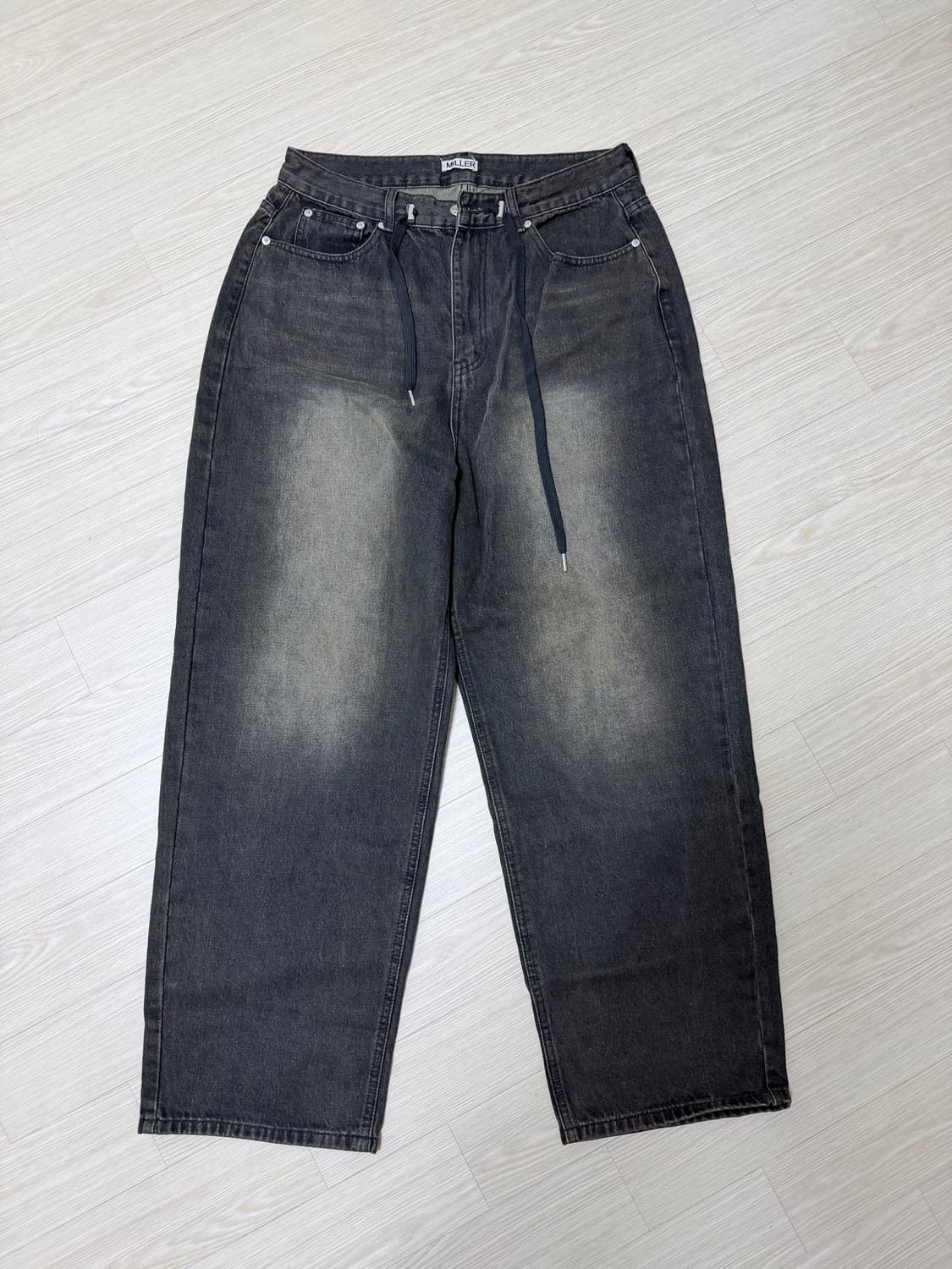 포에르미 Melle 와이드 스트링 데님 M 블랙  상품이미지7