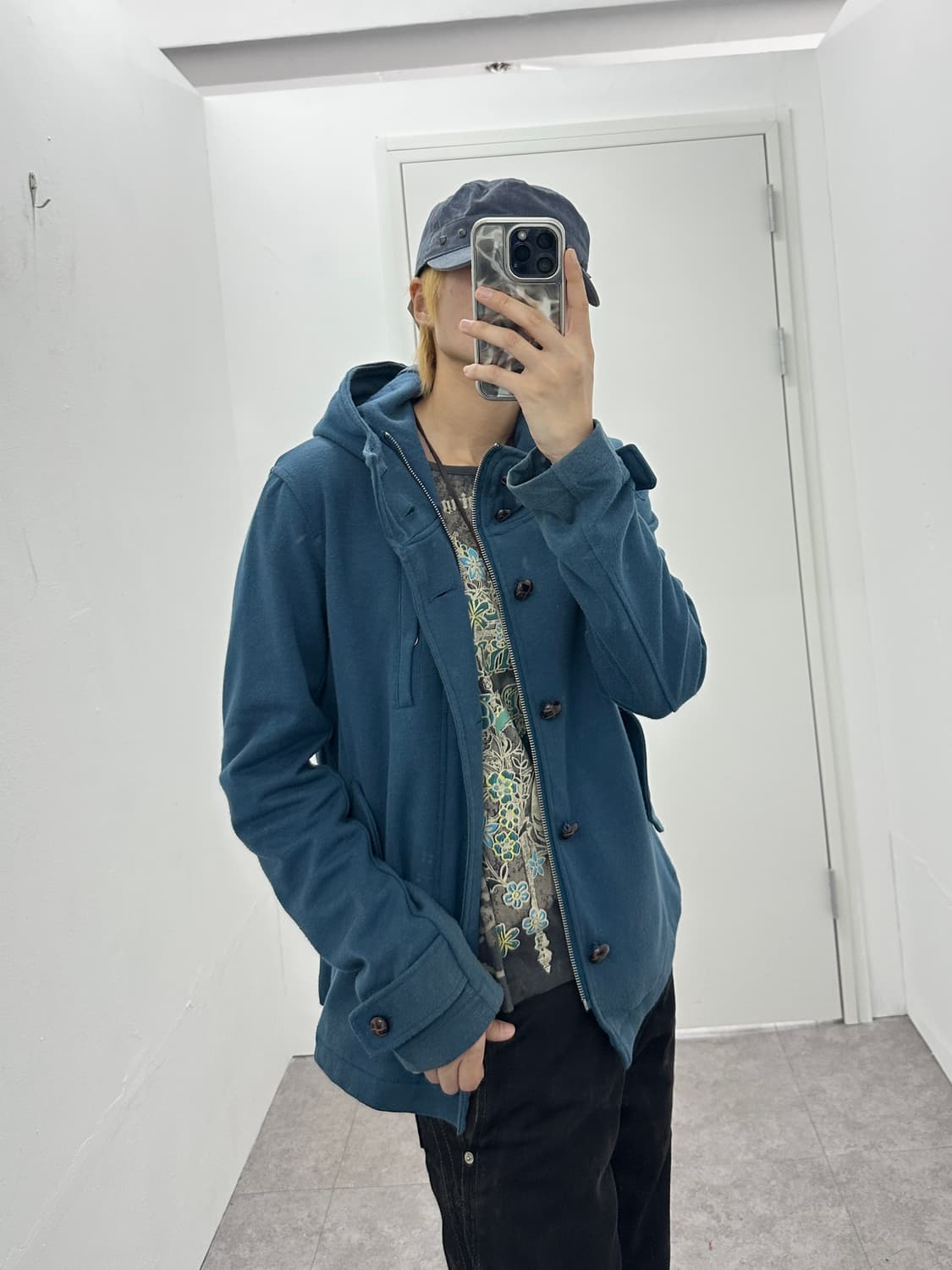 Chatty teal high neck horn button jacket 상품이미지8