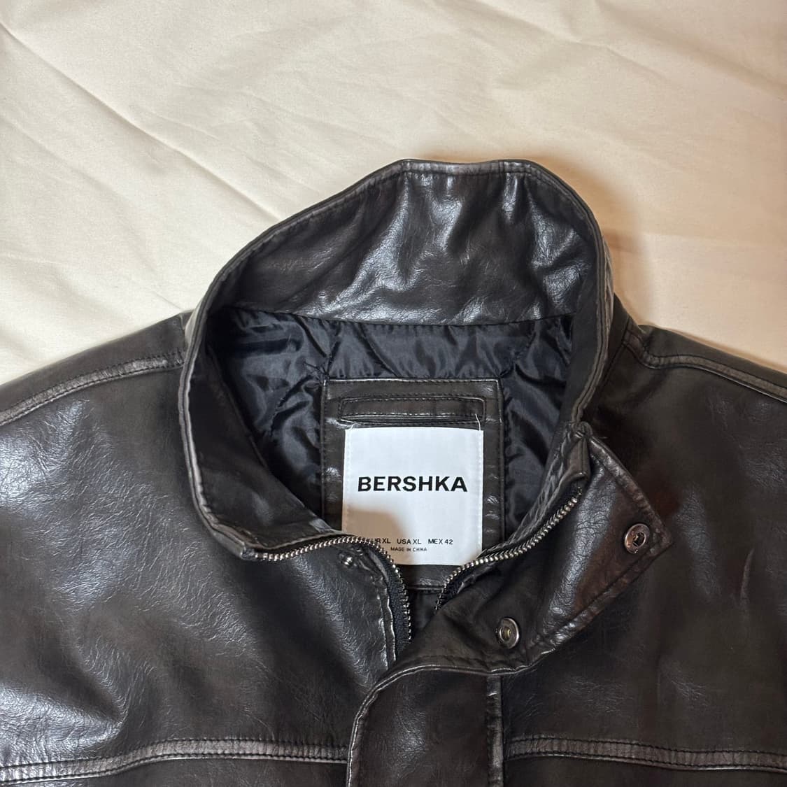 [XL] 버쉬카 오버핏 레더 봄버 자켓 다크브라운 상품이미지2