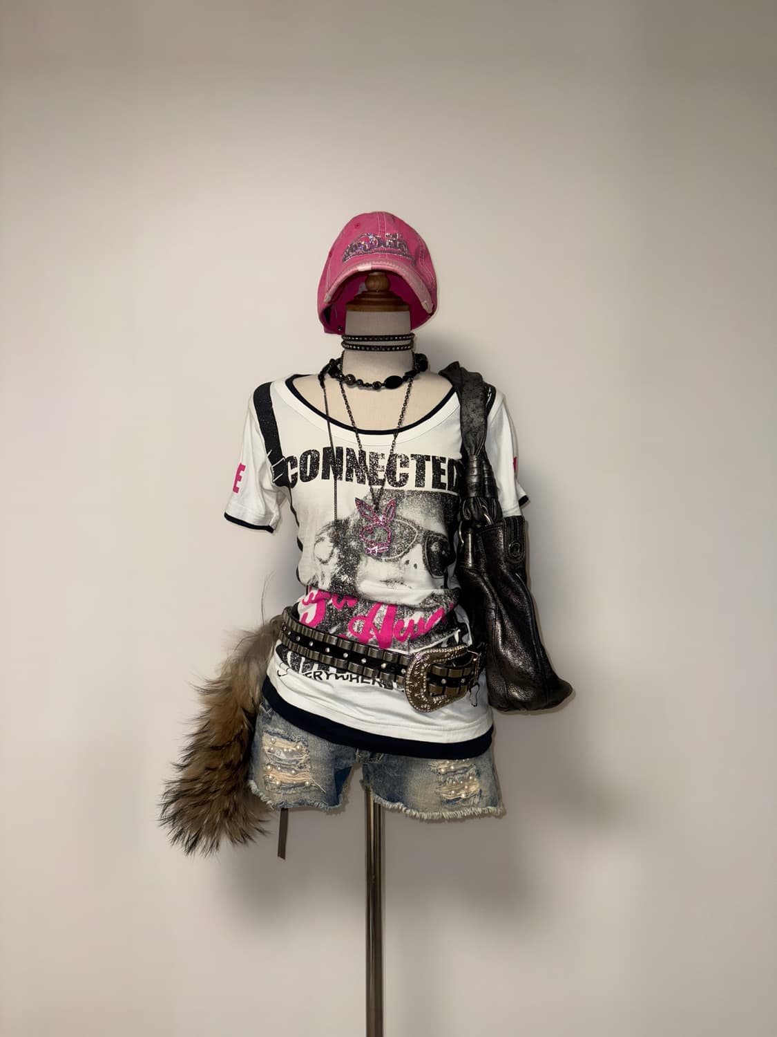 Dig deep 갸루 걸스 프린팅 탑 상품이미지1