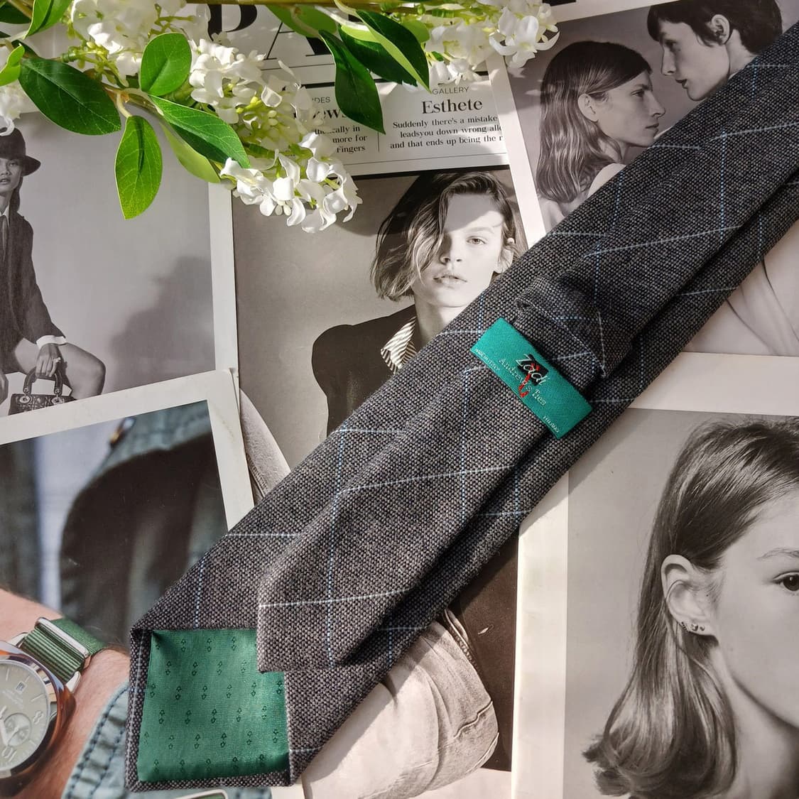 앤드류스타이 울 그레이 체크 넥타이 9.3cm A+등급 A19697 상품이미지6