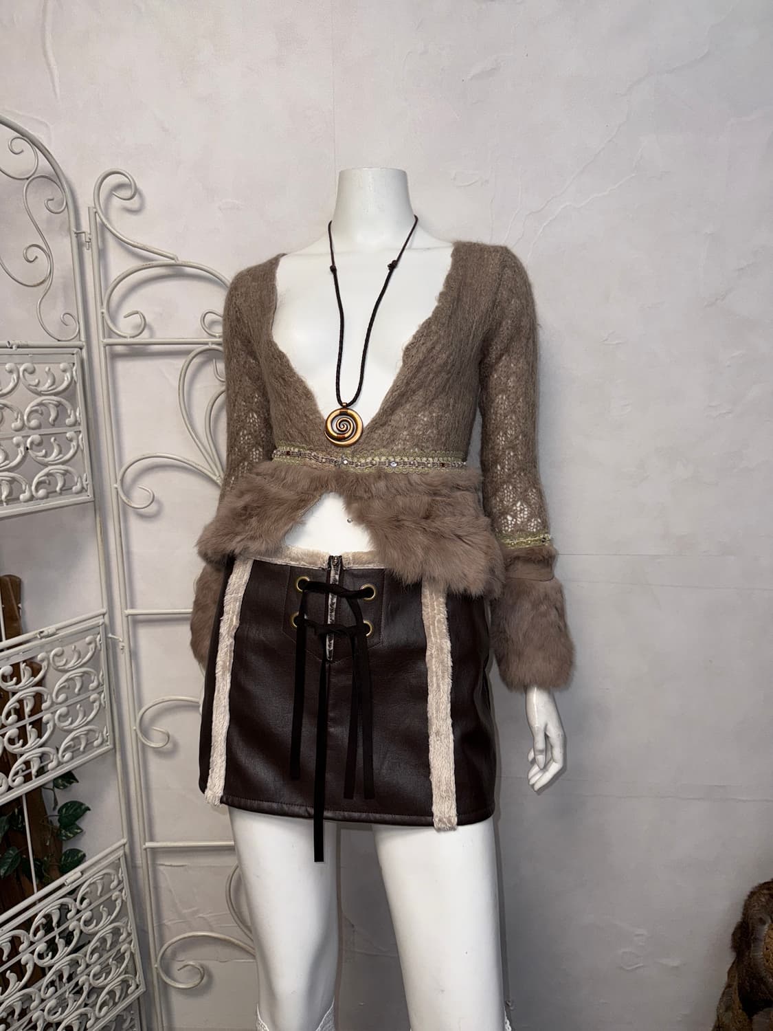 Ash beige fairy rabbit fur cardigan 상품이미지4