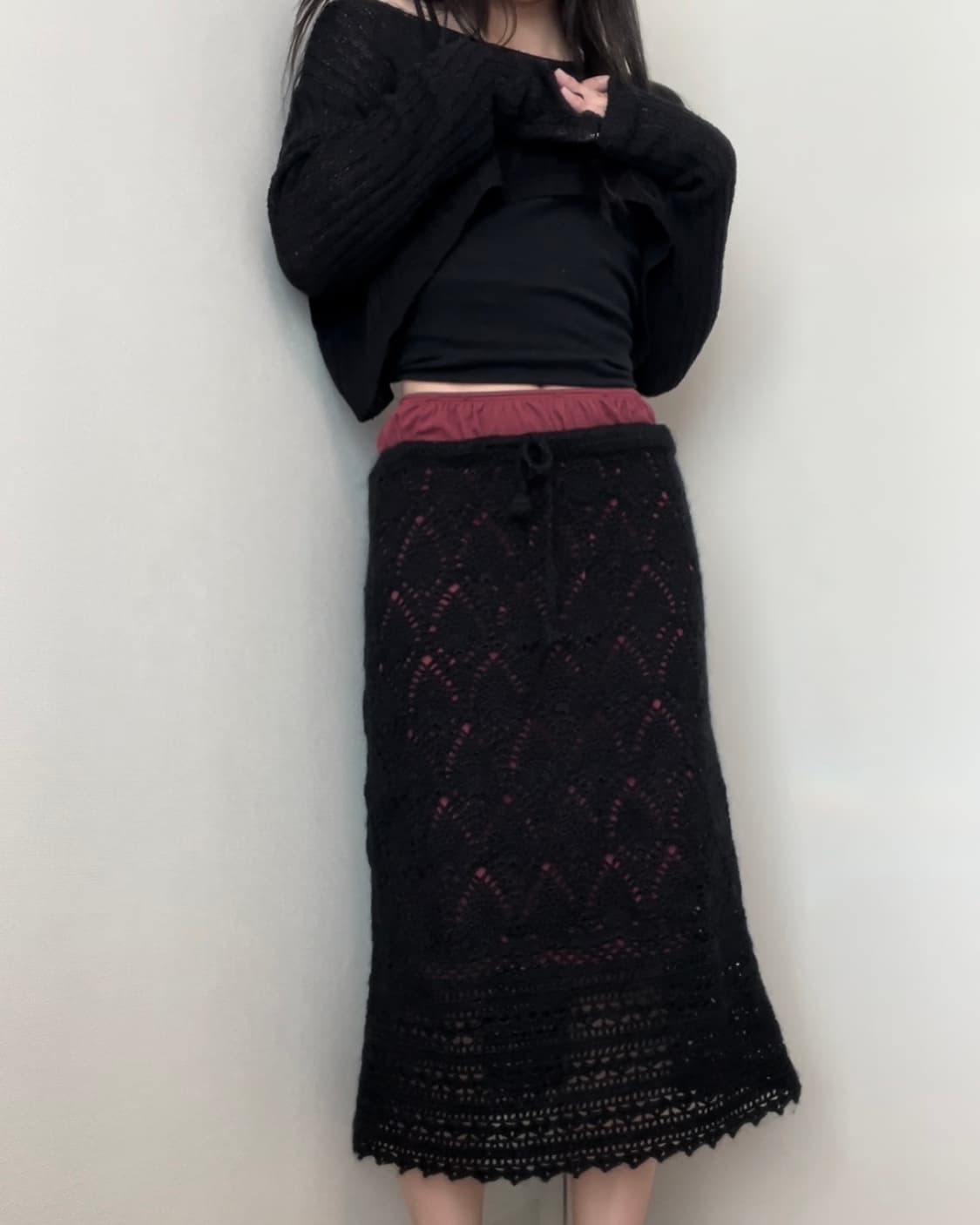 black see-through crop knit 상품이미지3