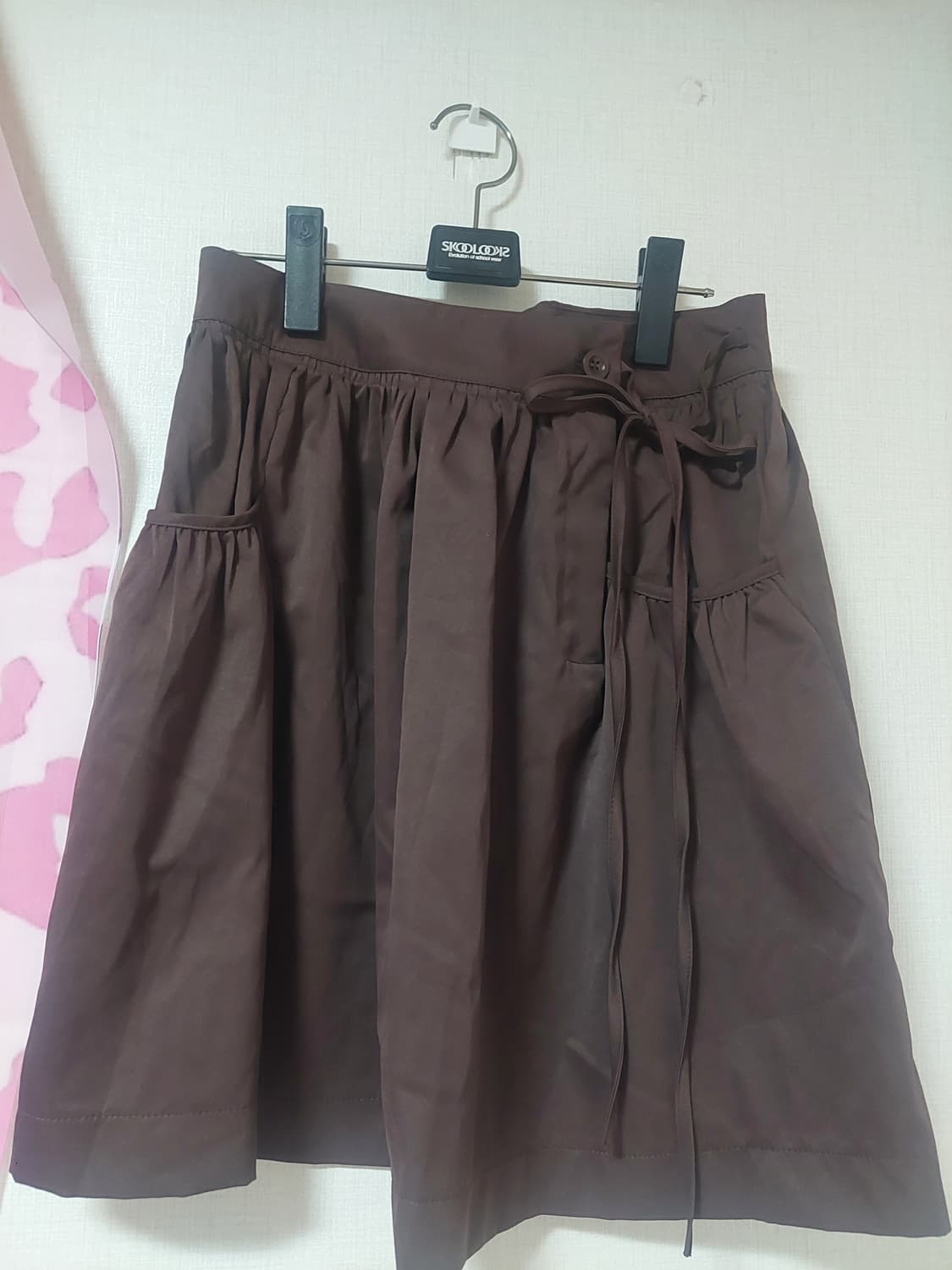 빈티지 감성 브라운 리본 미디스커트 상품이미지3