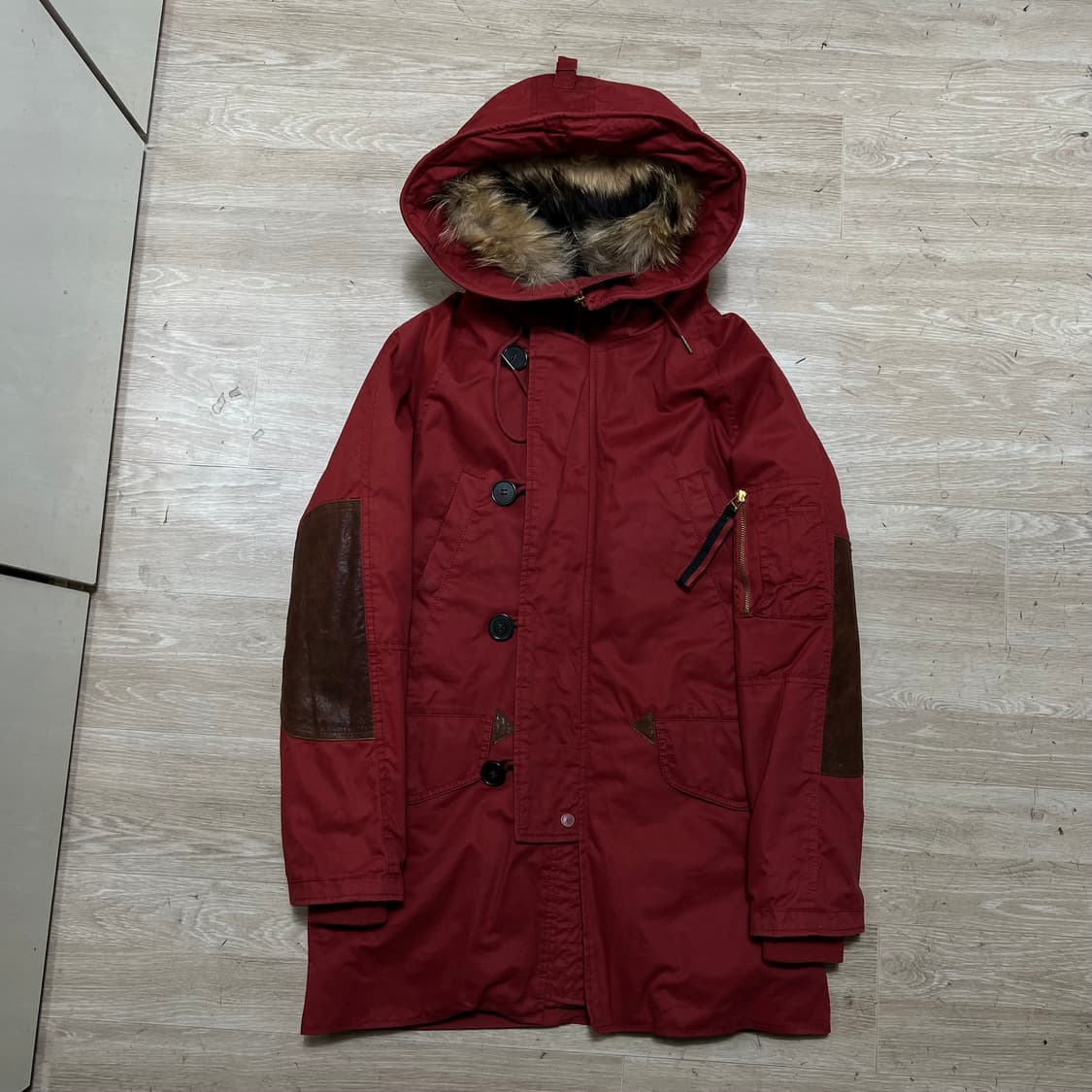 카이아크만 여성 랴빗퍼 안감 라쿤퍼 후드 야상점퍼 [버건디] S/90 상품이미지1