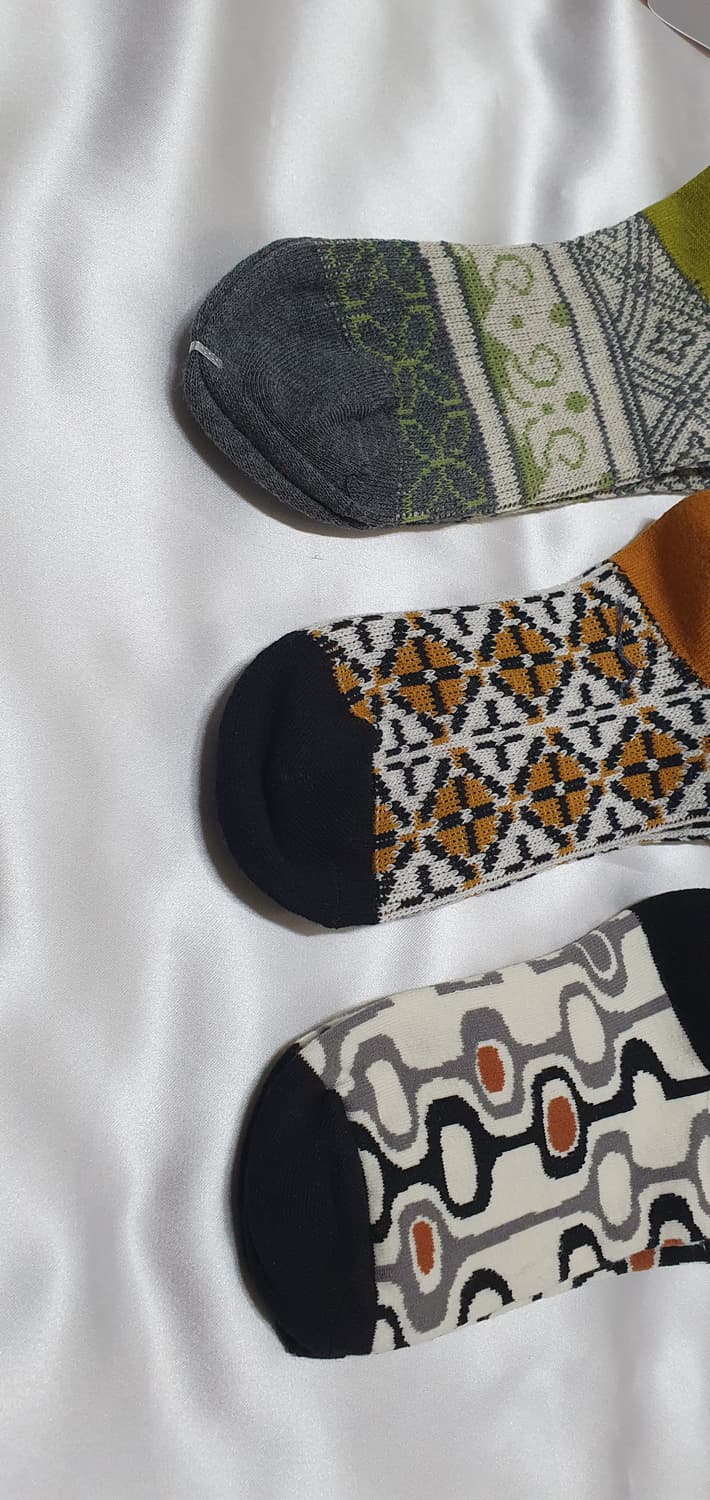 올리브 그레이 겨자 브라운 플라워 사각 도형 비비안웨스트우드 양말 상품이미지4