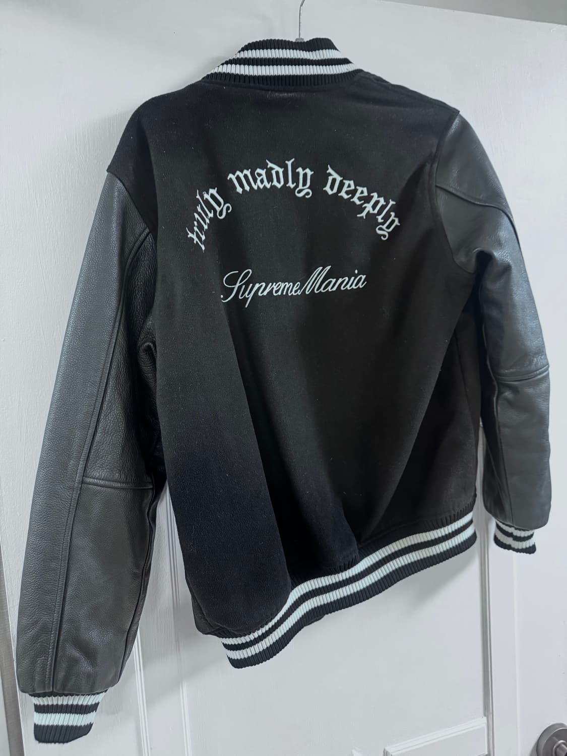 빈티지 레더 배색 바시티 자켓 상품이미지4