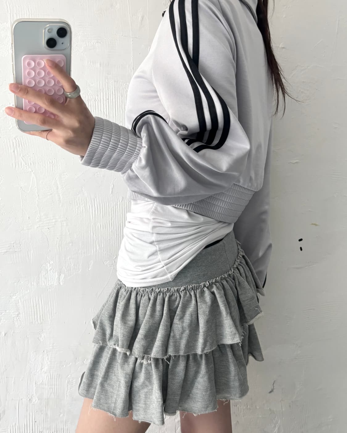 Adidas 아디다스 실버그레이 컬러 크롭 트랙 집업자켓 상품이미지4