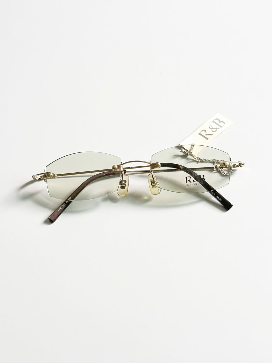 R&B EYEWEAR 무테 스퀘어 골드 메탈 빈티지 틴트 안경 상품이미지1
