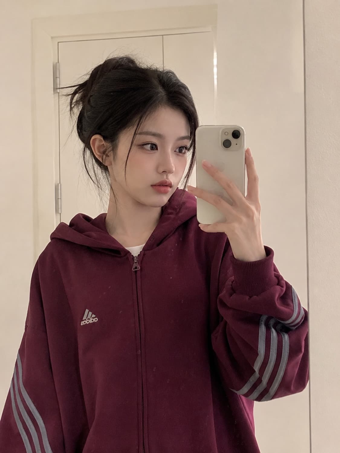 아디다스 90s 마룬 후드집업 져지 상품이미지6