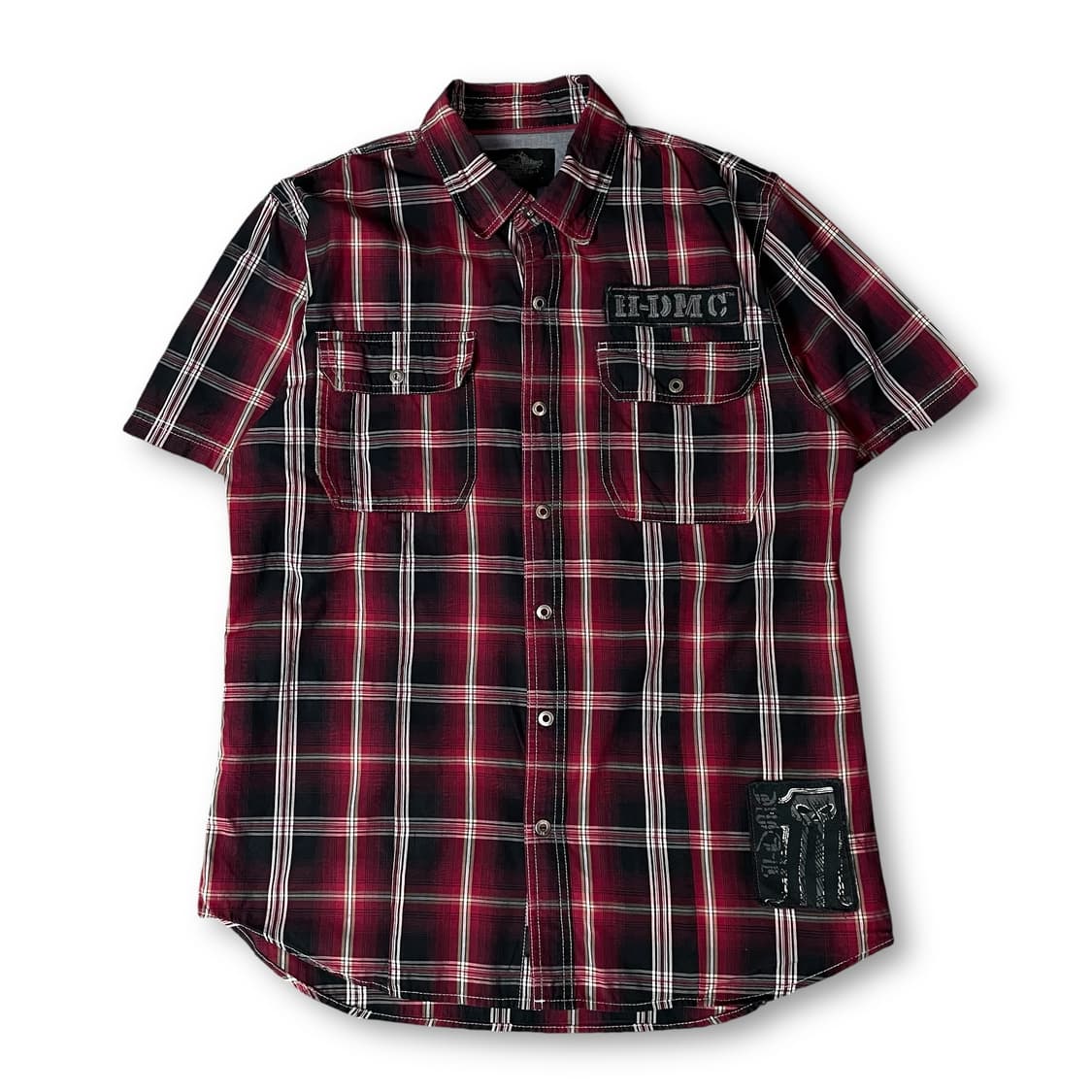 할리데이비슨 레드 투포켓 체크 반팔 셔츠 L 상품이미지1