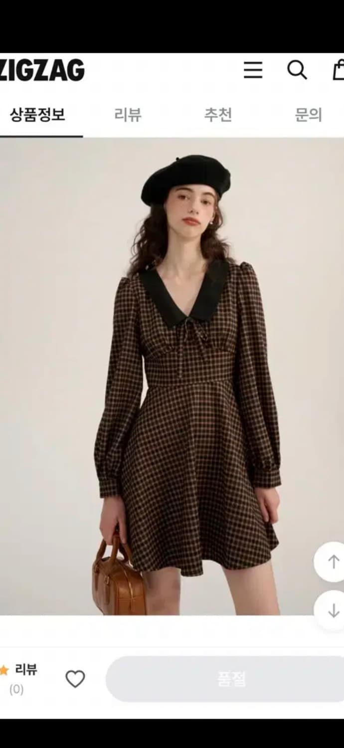 S사이즈)신스덴 쿠키 체크 미니 원피스 카라리본원피스 프렌치스타일원피스 상품이미지2