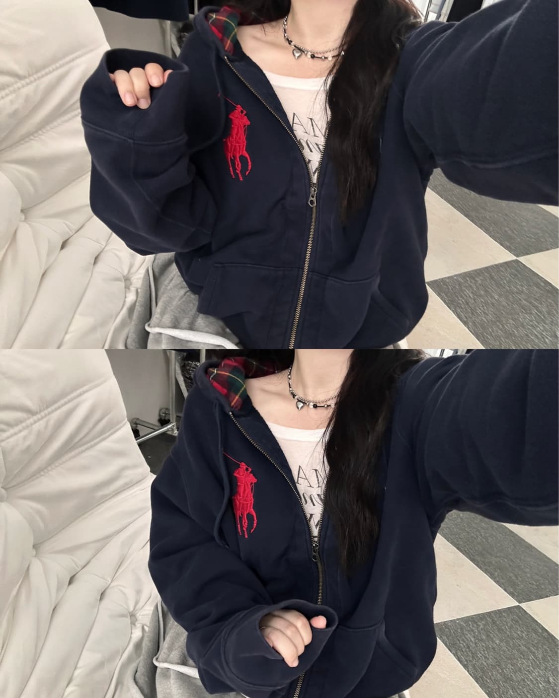 폴로 랄프로렌 체크 빅포니 후드집업  상품이미지7