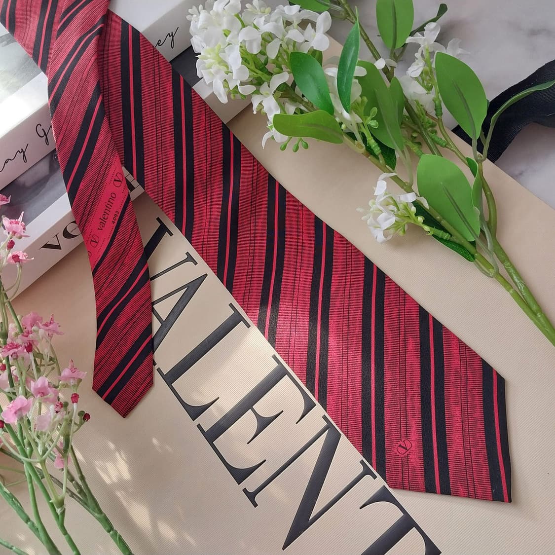 발렌티노 실크 레드 스트라이프 넥타이 8cm A등급 K1664
 상품이미지3
