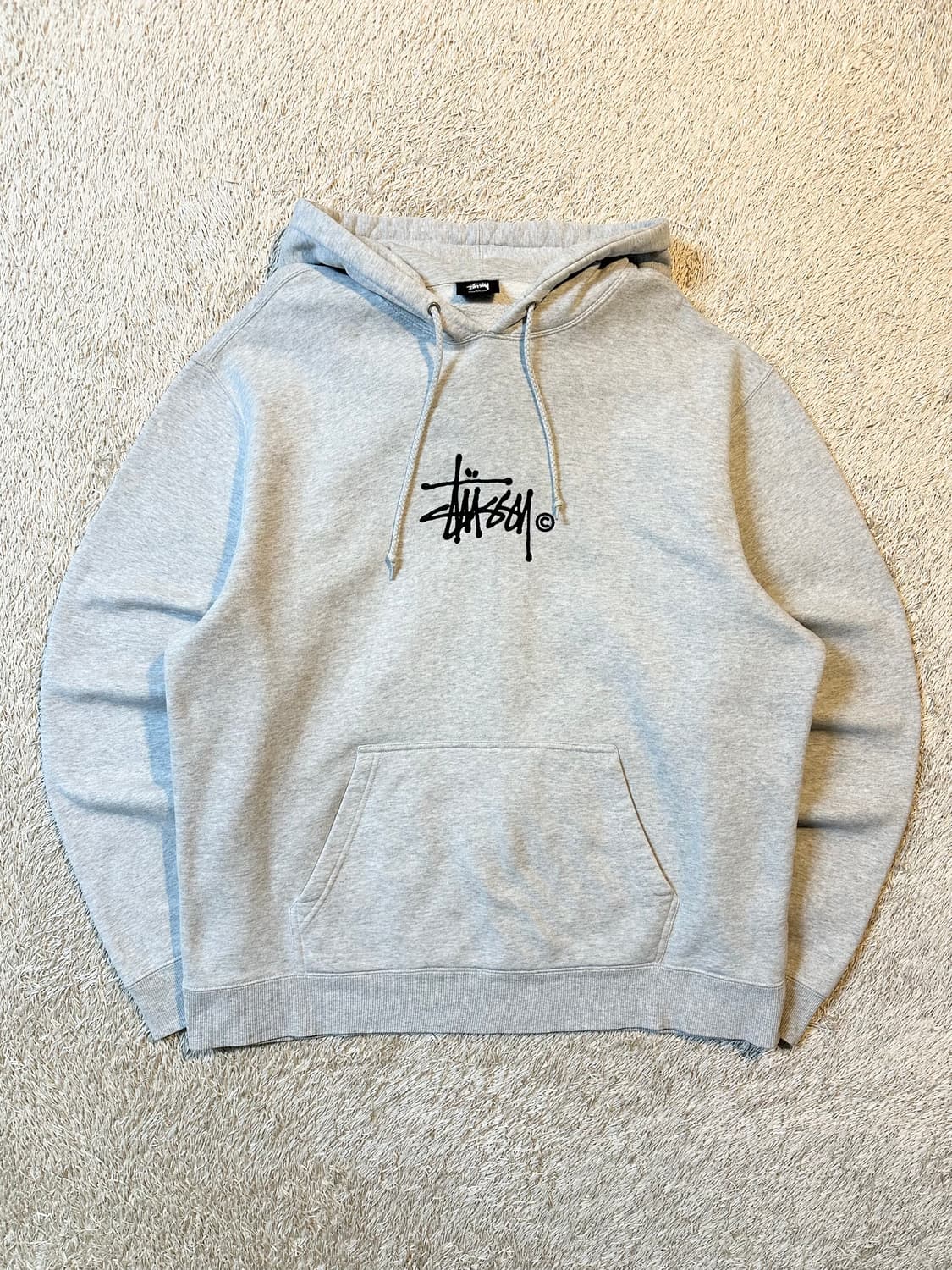 스투시 STUSSY 아플리케 자수 스탁로고 후드티 그레이 상품이미지1