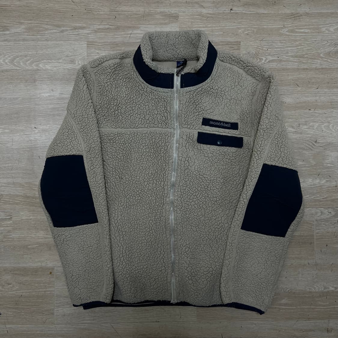 몽벨 엘보패치 배색 포켓 뽀글이 후리스 자켓 [베이지] L/100 상품이미지1