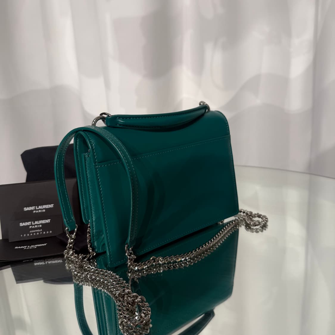 생로랑 YSL 실버 모노그램 체인 월렛 선셋 미니백 상품이미지5