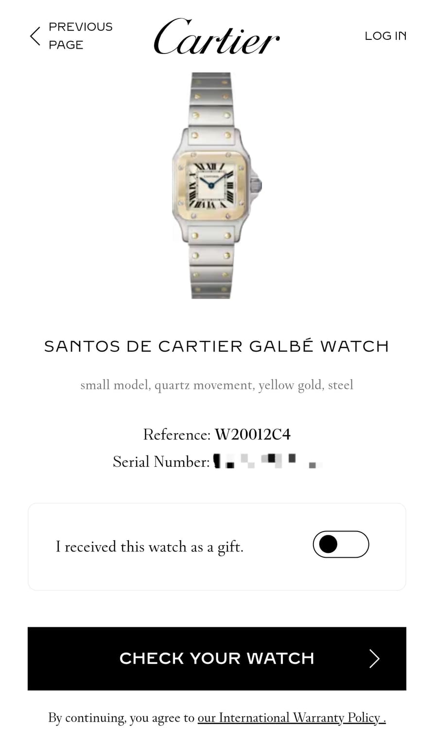 [까르띠에 정품 보증서] 산토스 갈베 18K 콤비 쿼츠 스몰 여성시계 상품이미지8