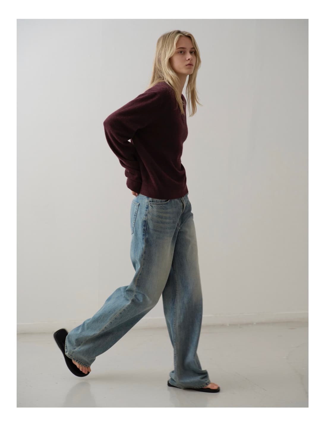 Facade pattern 클래식 스트레이트 데님 Faded blue S 상품이미지1