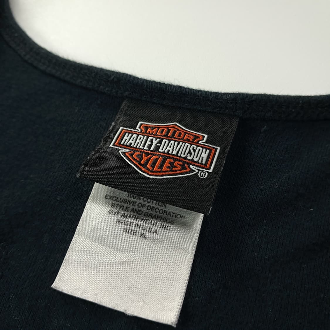 CK232 XL 할리데이비슨 00s 미국판 스컬 블랙 슬리브리스 티셔츠 상품이미지3