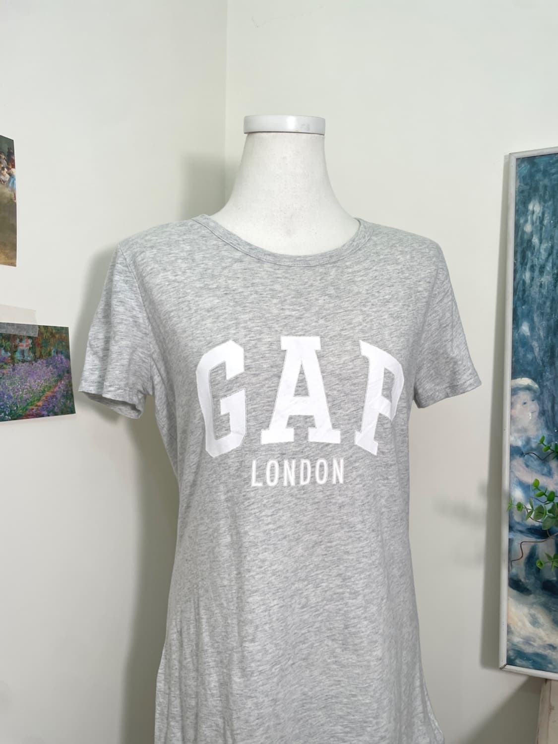 GAP melange gray logo point half top 상품이미지5