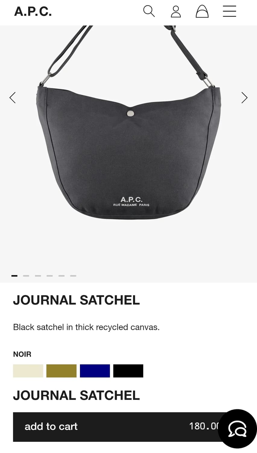 (새상품50%할인)APC 아페쎄 정품 남녀공용 저널 숄더백 블랙 상품이미지2