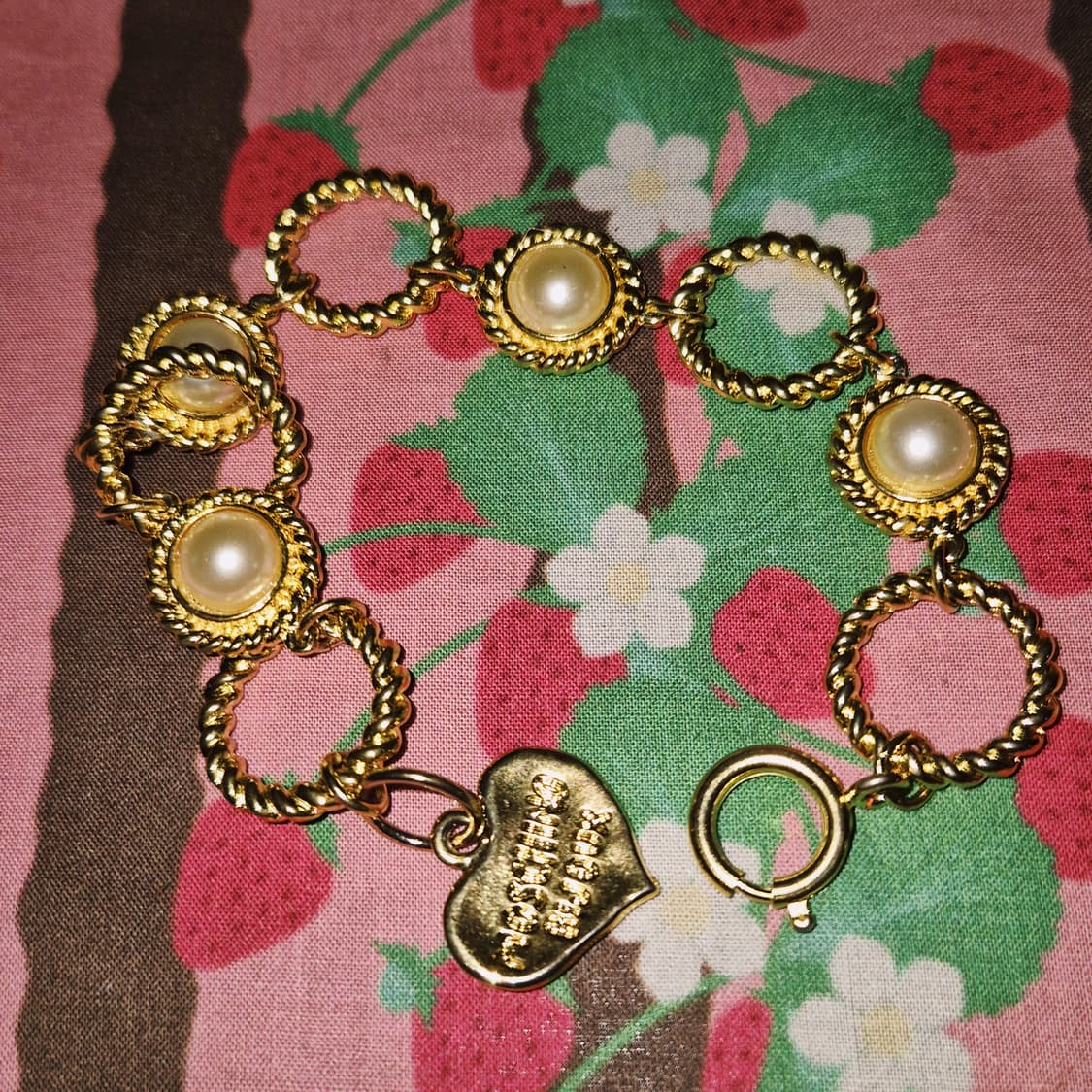 90s 모스키노 비쥬 진주 사슬 하트 팔찌 상품이미지7