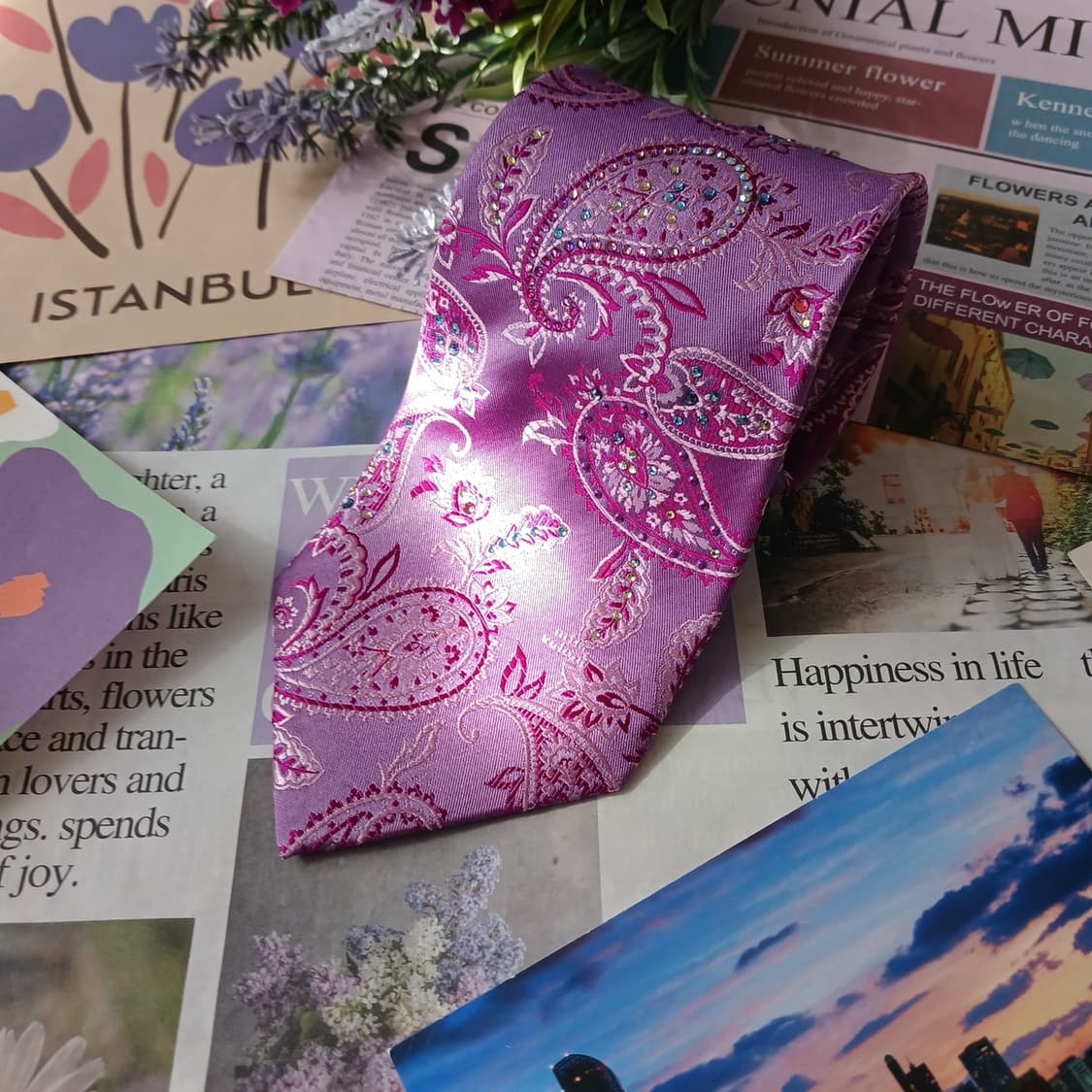 밀라숀 실크 페이즐리 자수 패턴 넥타이 9.1cm A+등급 A19862 상품이미지3