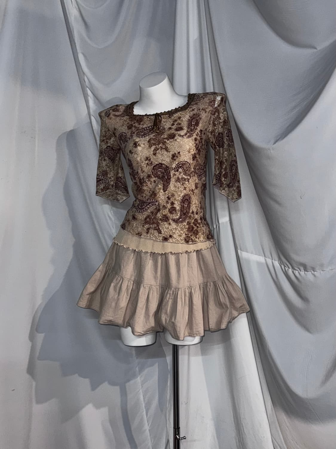 베이지 빈티지 그런지 오리엔탈 히피 모리 코디세트  상품이미지3