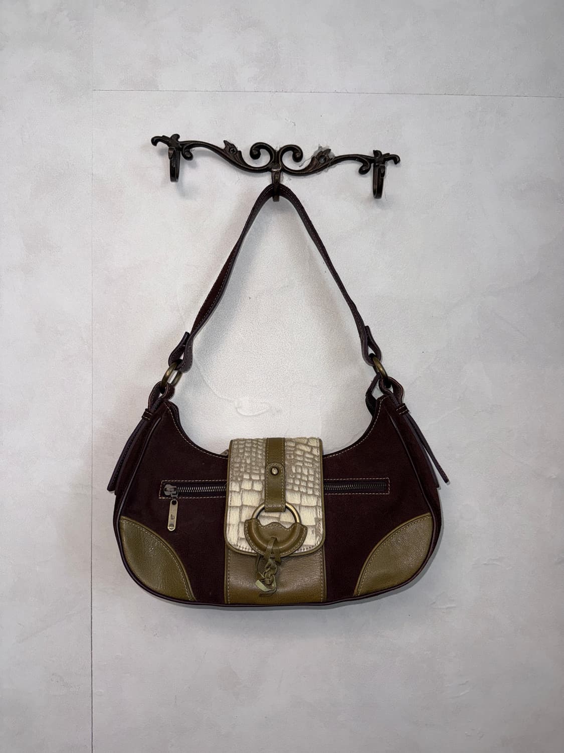 Esquire purple khaki calf fur buckle 숄더백 상품이미지1