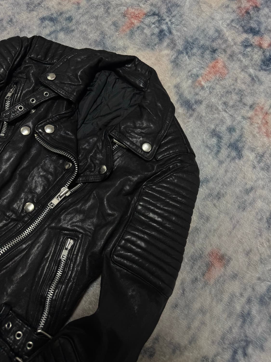 Unknown lamb skin gimmick rider jacket 상품이미지4