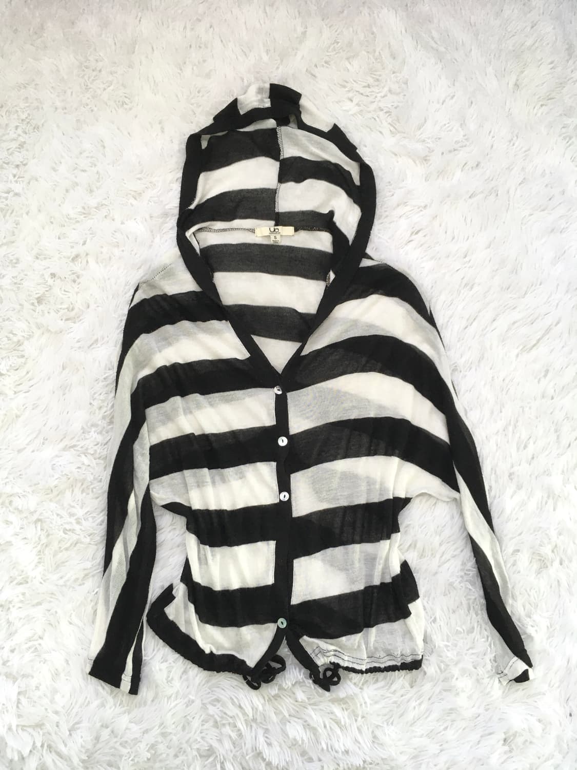 Set) 도트 슬리브리스 + 스트라이프 후드가디건 상품이미지5