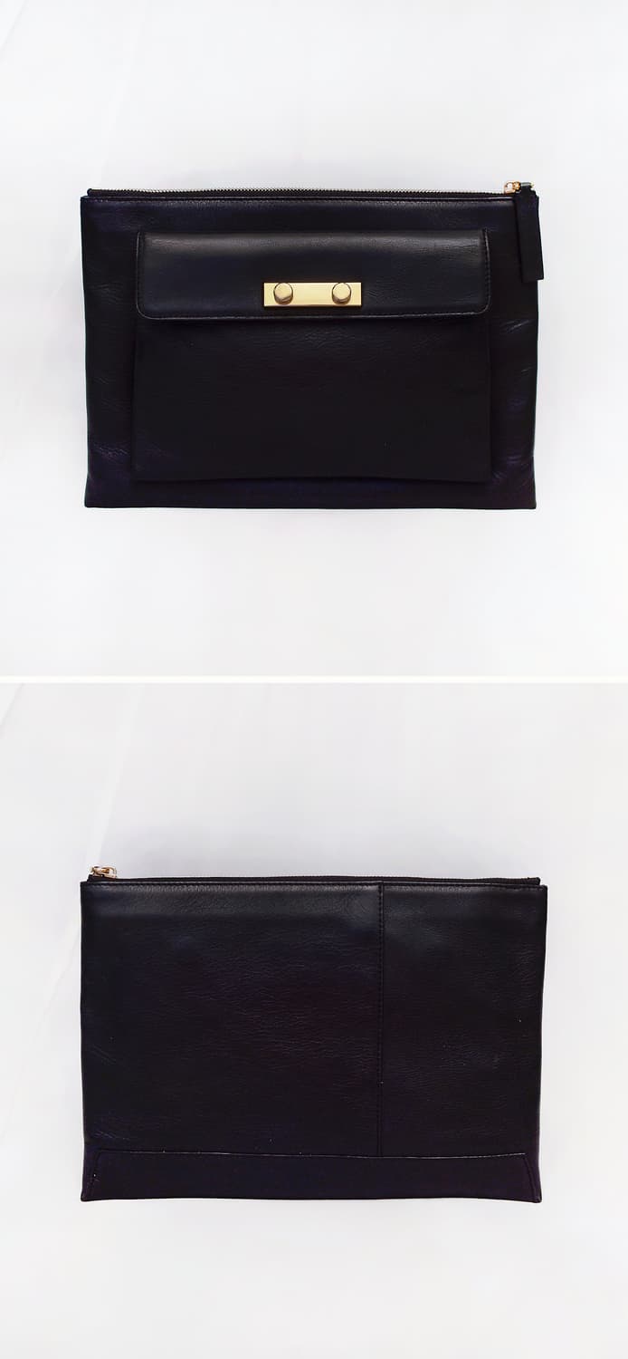 마르니 (MARNI) 금장 블랙 더블포켓 투인원 레더 클러치백 상품이미지3