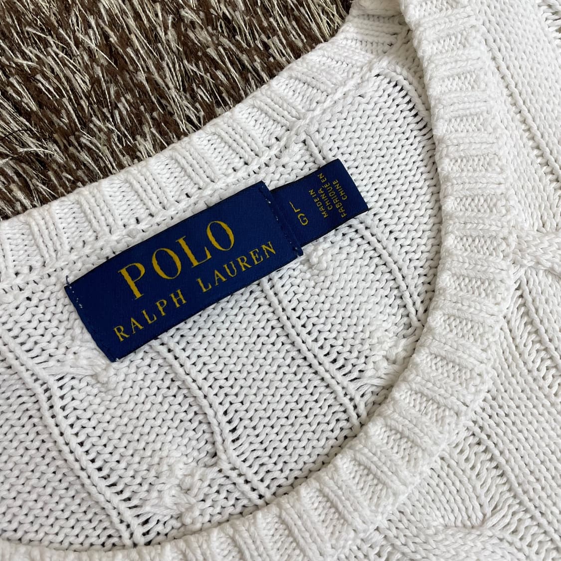 폴로 랄프로렌 Polo Ralph Lauren 화이트 케이블 긴팔니트 L 상품이미지2