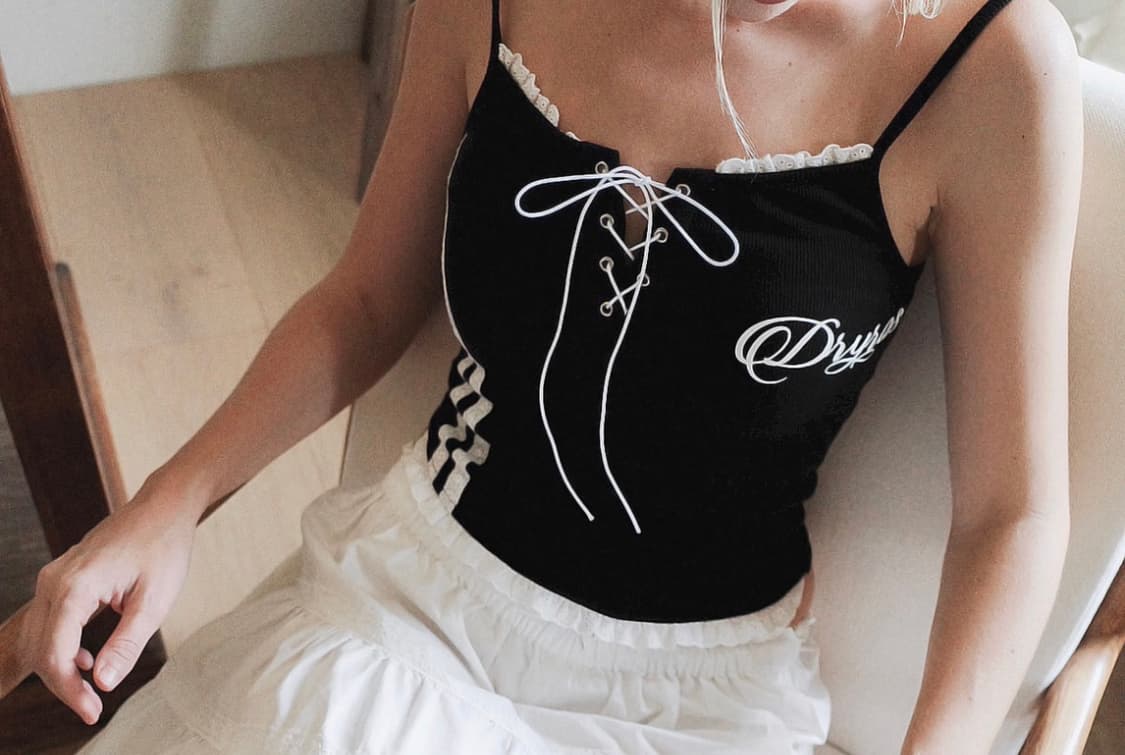 드라이로즈 테이프 코르셋 슬리브리스 + 스커트 세트 상품이미지1