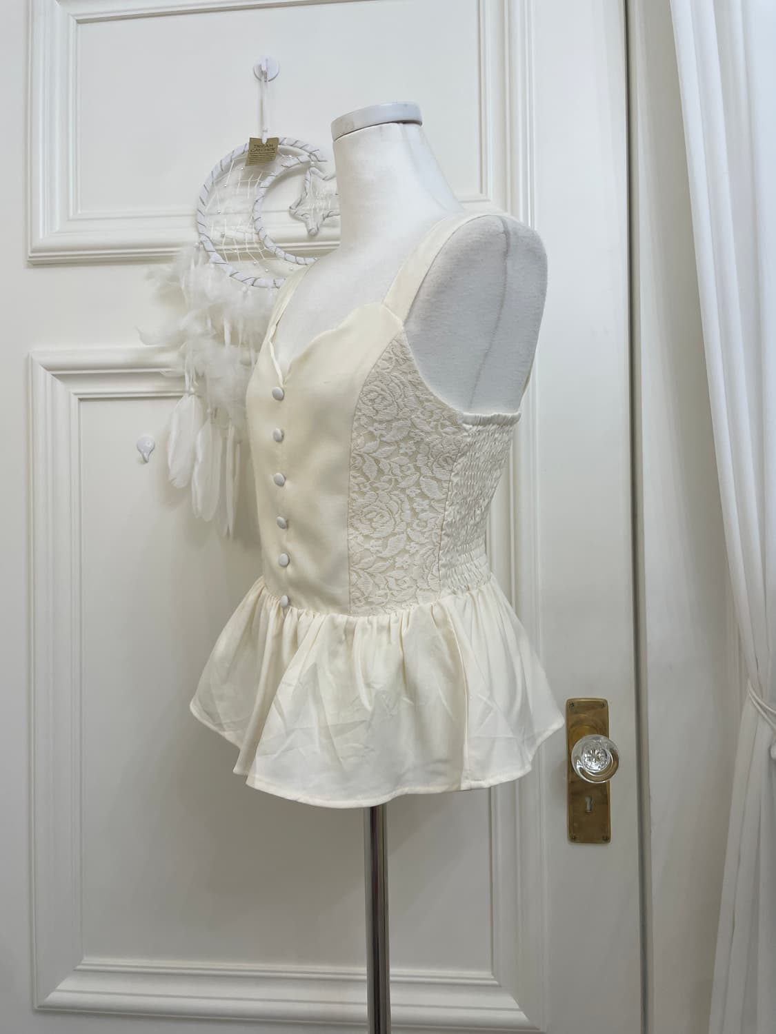ivory back shirring lace ballerina top 상품이미지2