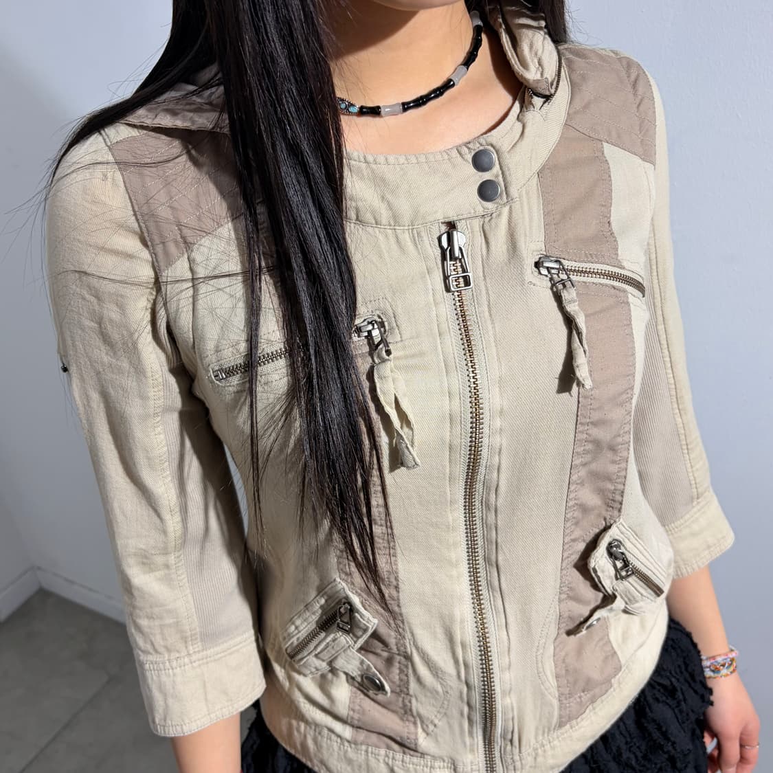 Cynical 베이지 반팔 후드 자켓 상품이미지3