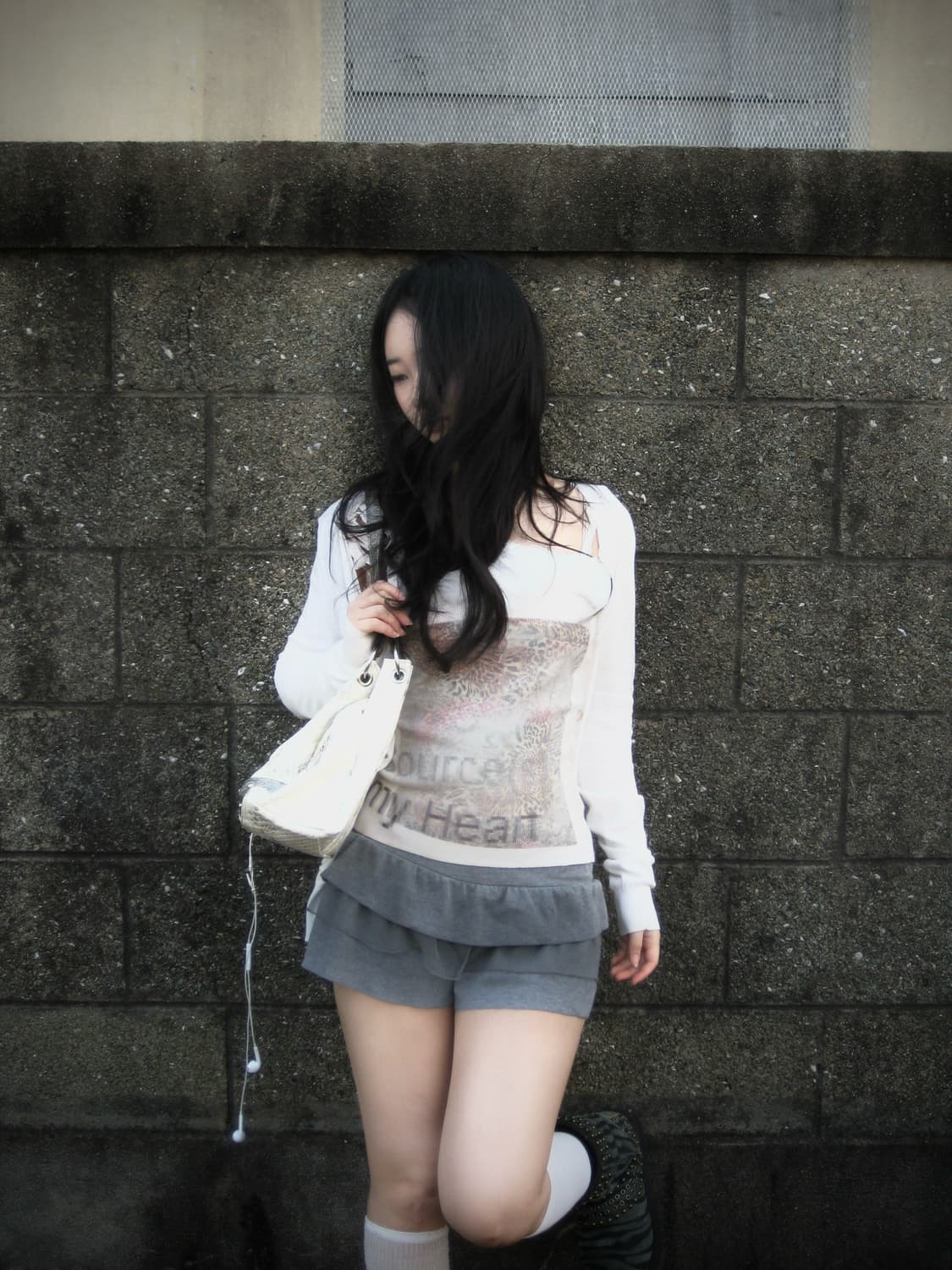 Fur Trim Sheer Print Knit Cami 상품이미지1