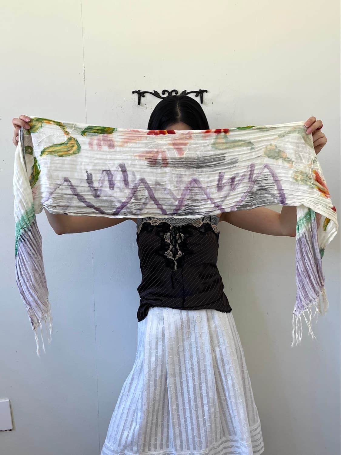 Japan vtg 파스텔 아트 머플러 상품이미지8