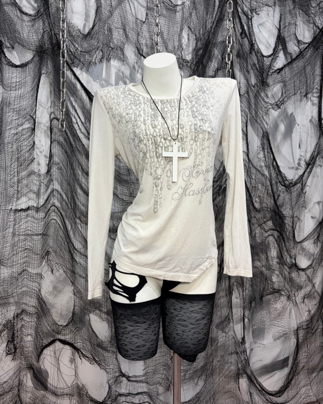 Y2K hassier chain cubic long sleeve 상품이미지3