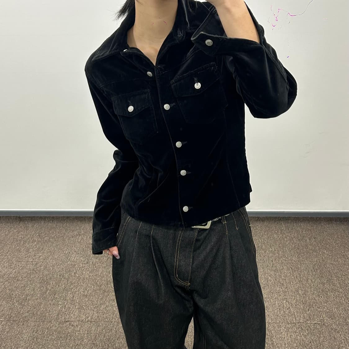 Gap 갭 벨벳 블랙 셔츠 자켓  상품이미지2